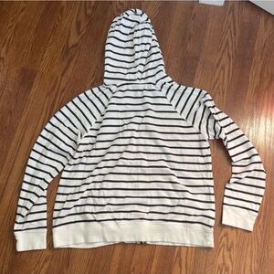 Torrid Black and White Striped Zip-Up Hoodie